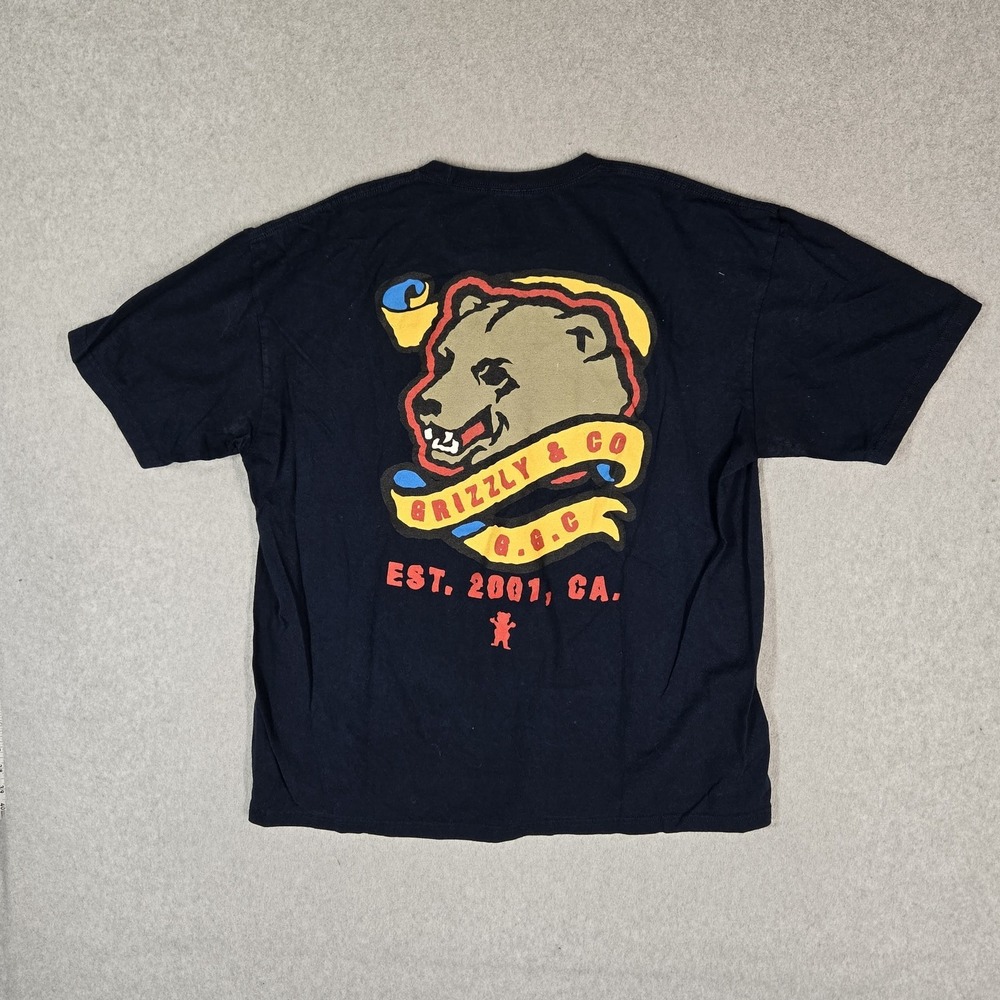 Grizzly Griptape Men Shirt XL Black Graphic Bear Logo Short Sleeve Skater